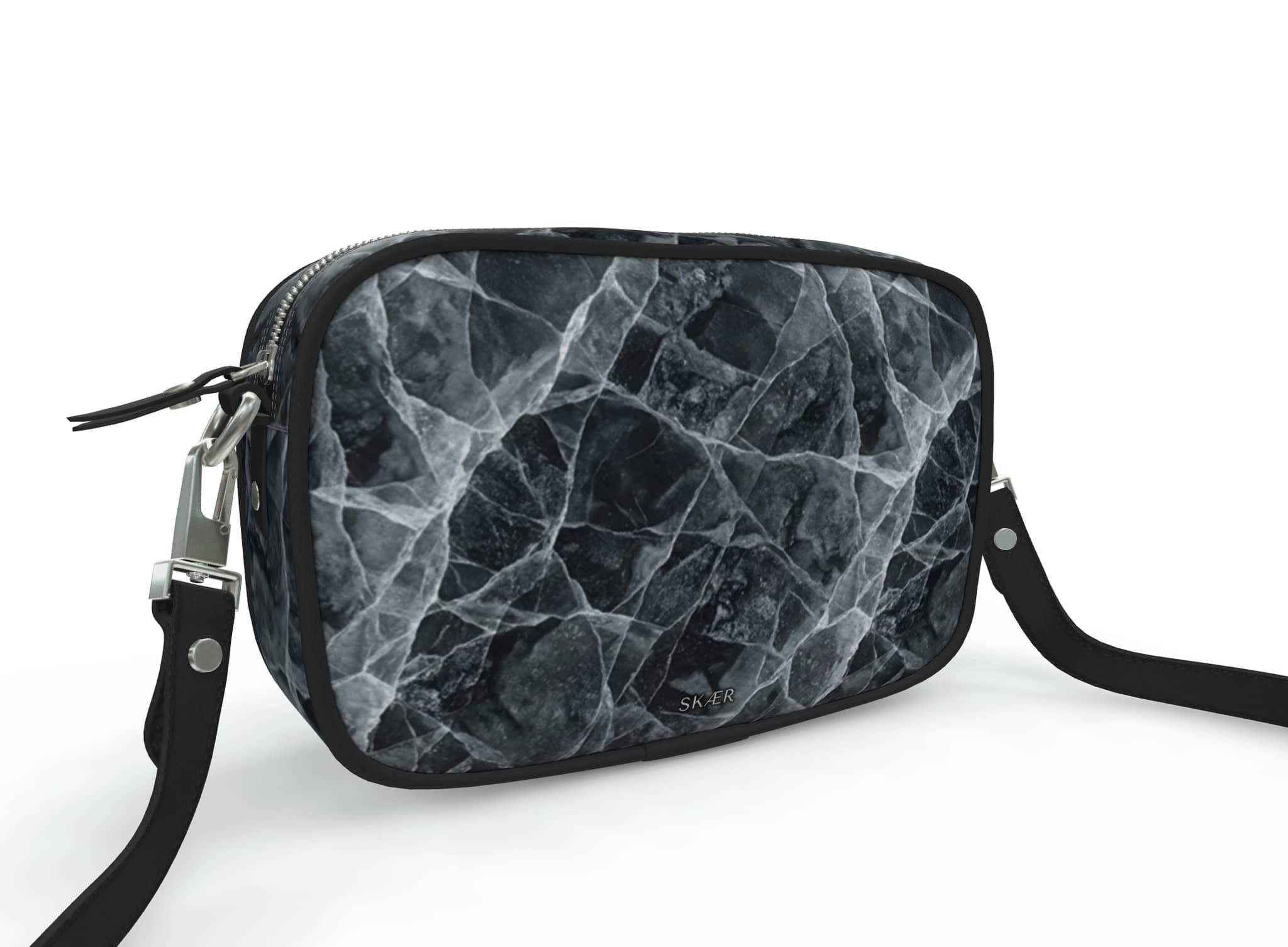 SKÆR STUDIO Camera Bag in Marble Design, perfect as an architectural designer purse