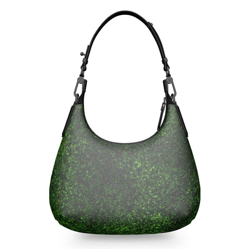 Moss green designer handbag from SKÆR STUDIO featuring a sleek mini curve design
