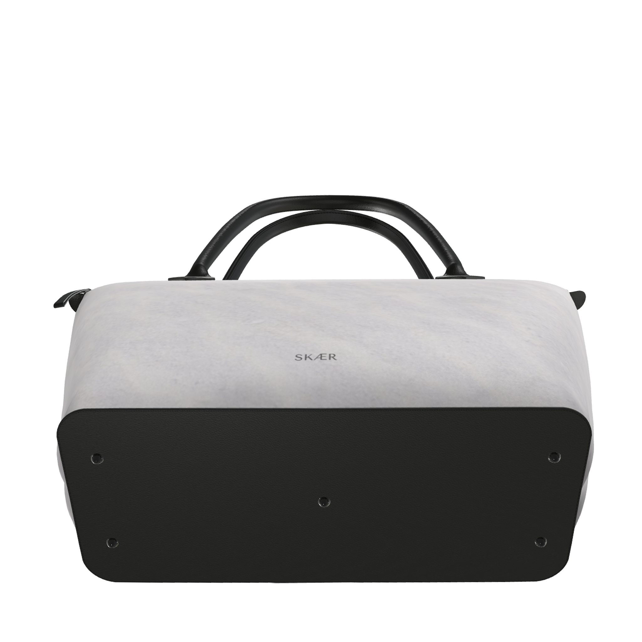 SKÆR STUDIO Zip Top Handbag in gray and black, featuring an arctic inspired designer tote bag design