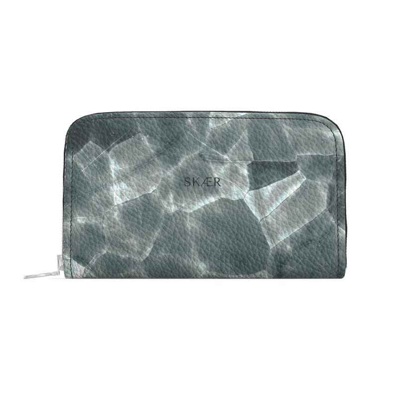 SKÆR STUDIO Leather Zip Purse in Glacier Wallet Design with Textured Finish