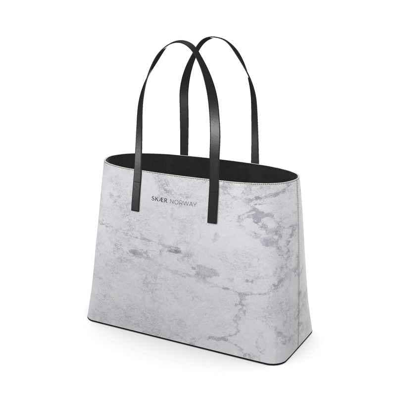 SKÆR STUDIO Kika Tote in luxury designer marble tote bag style with sleek black handles