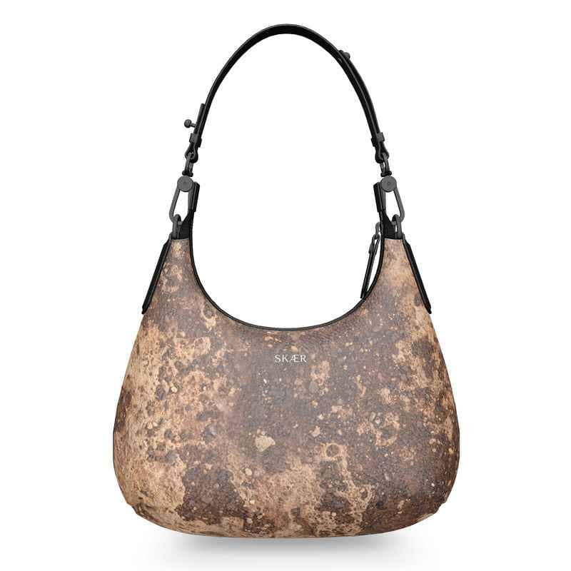 SKÆR STUDIO Mini Curve Bag in unique brown texture, a unique designer handbag perfect for stylish outings