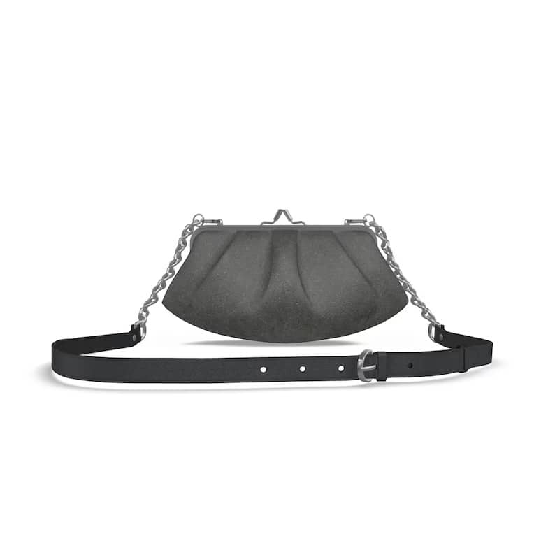 SKÆR STUDIO Pleated Frame Bag, a unique evening clutch with chain for stylish outings